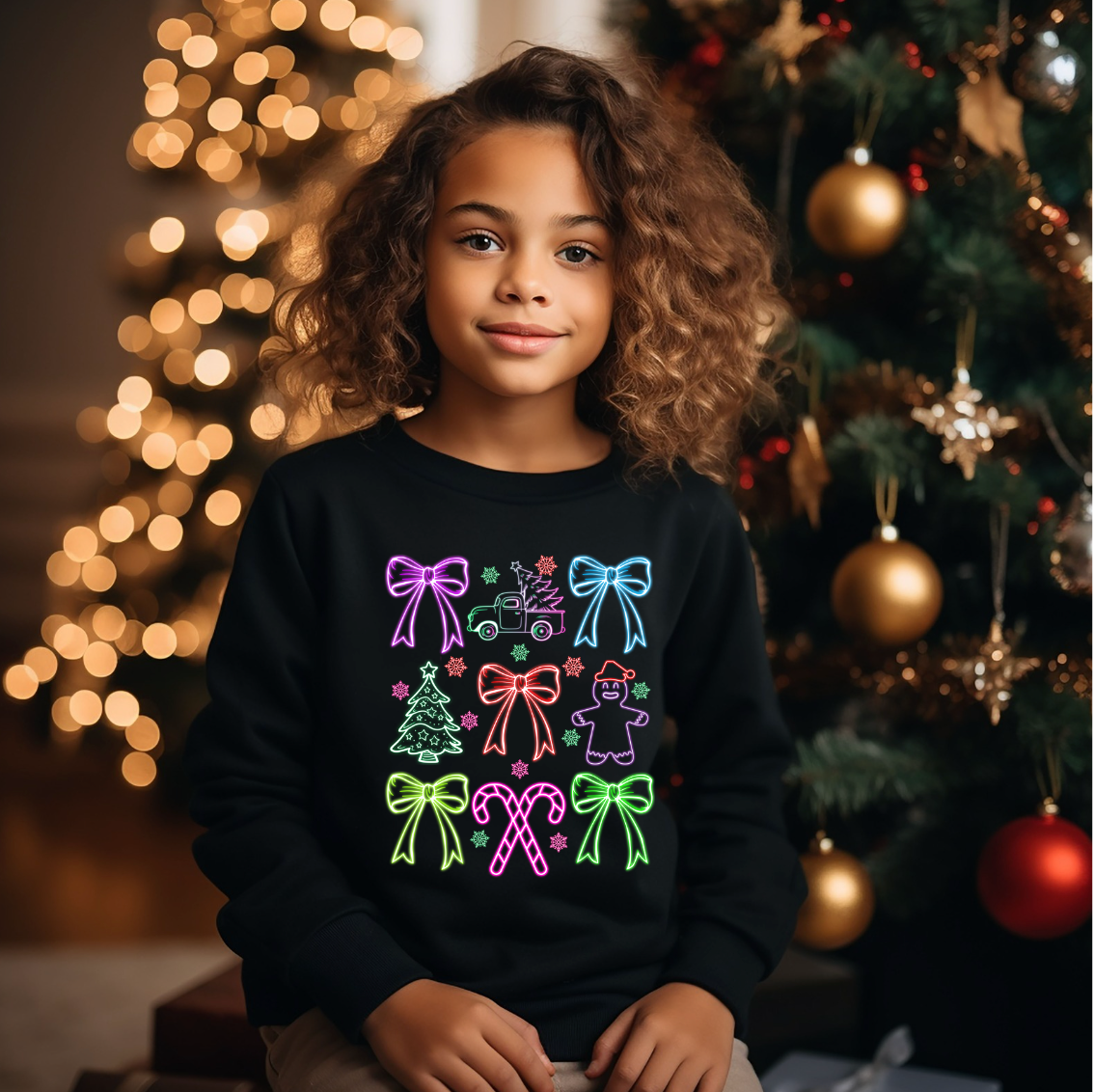 Youth Faux Neon Glow Christmas Coquette