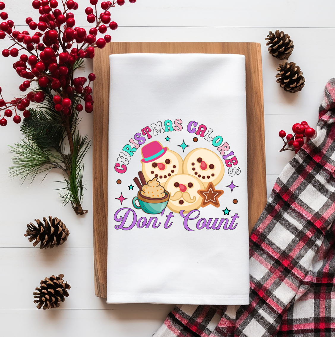 Christmas Calories Don't Count Tea Towel