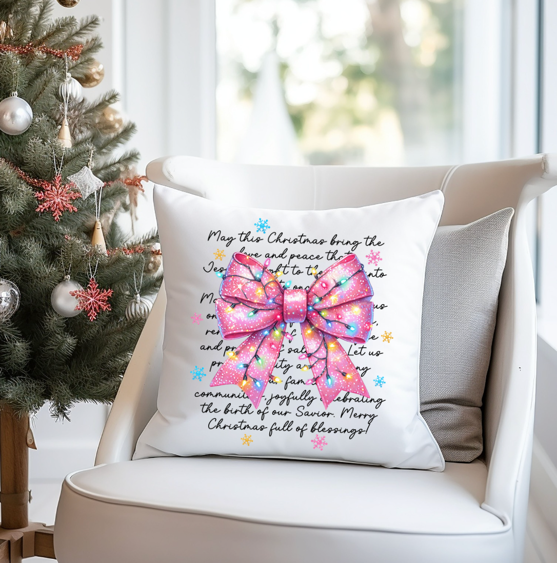 May This Christmas Pink Bow Pillow Case