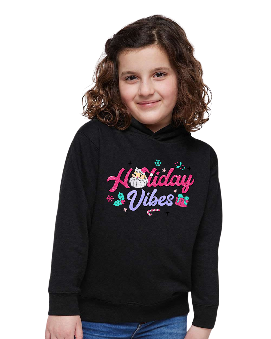 Youth Faux Glitter Holiday Vibes Sweatshirt