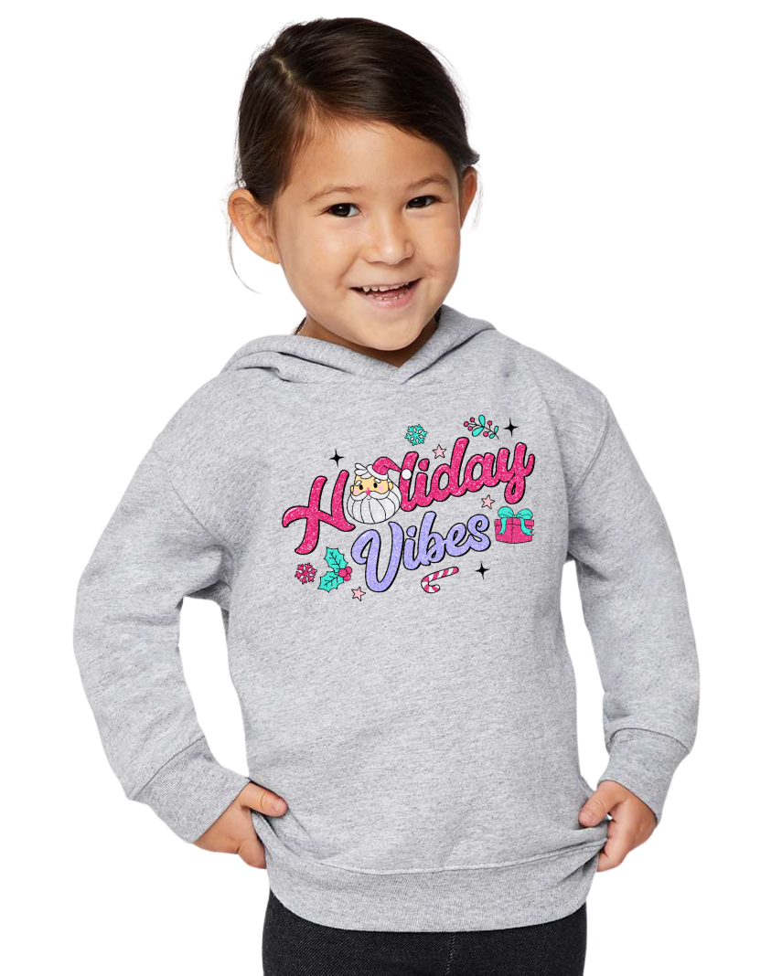 Youth Faux Glitter Holiday Vibes Sweatshirt