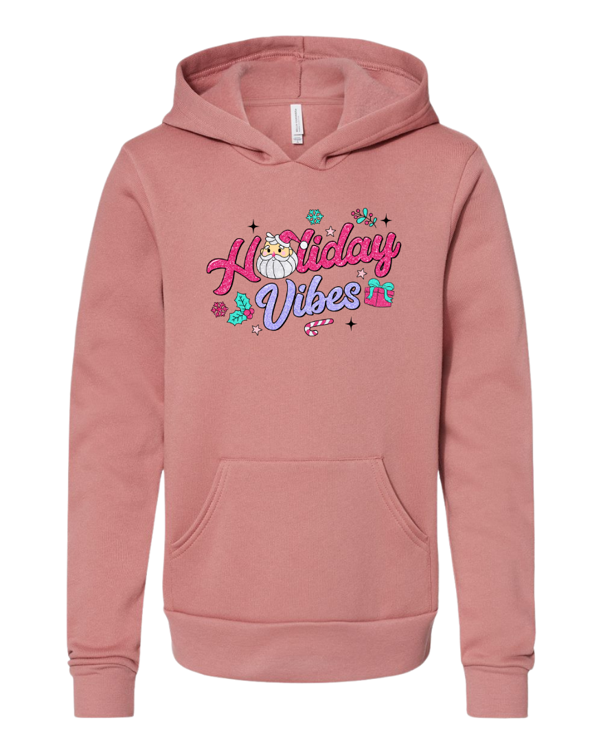 Youth Faux Glitter Holiday Vibes Sweatshirt