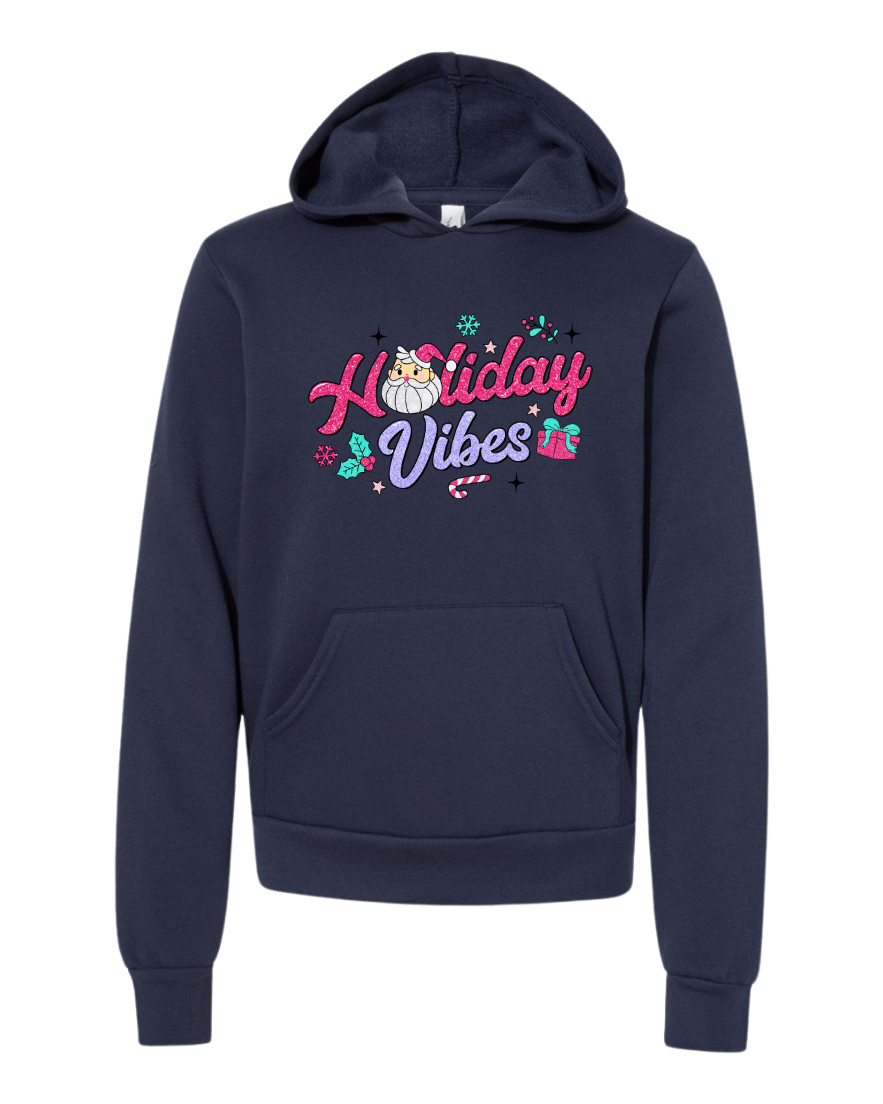 Youth Faux Glitter Holiday Vibes Sweatshirt