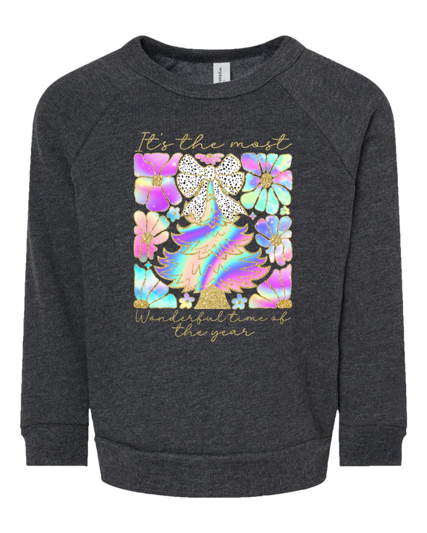 Adult Faux Glitter/Iridescent It's the Most Wonderful Time of the Year Long Sleeves