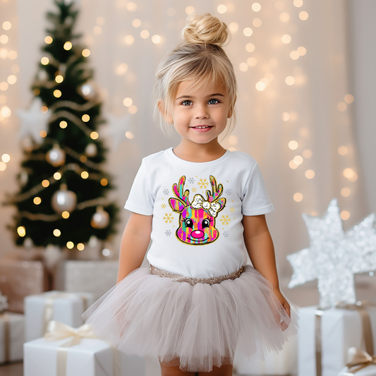 Youth Faux Glitter Reindeer T-Shirt