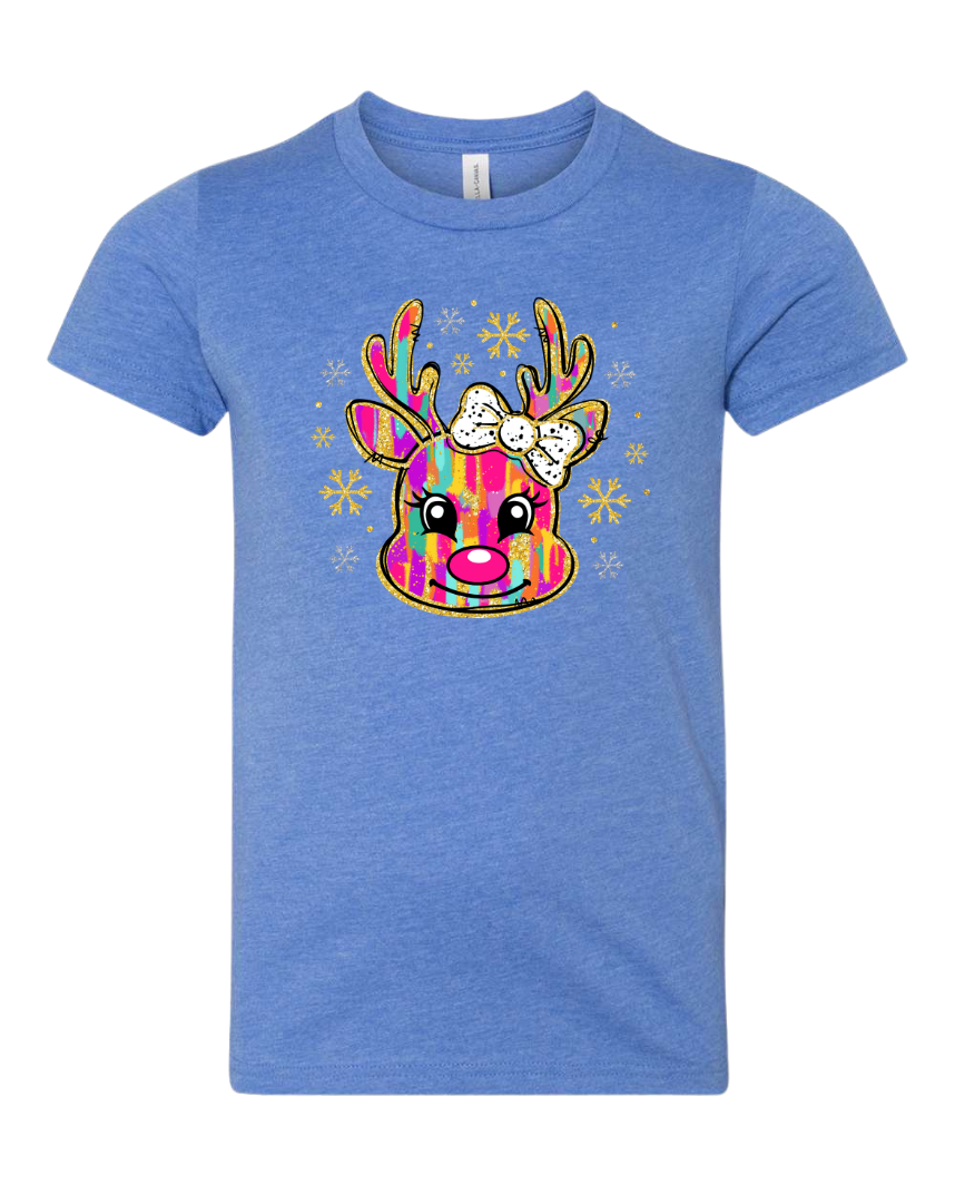 Youth Faux Glitter Reindeer T-Shirt