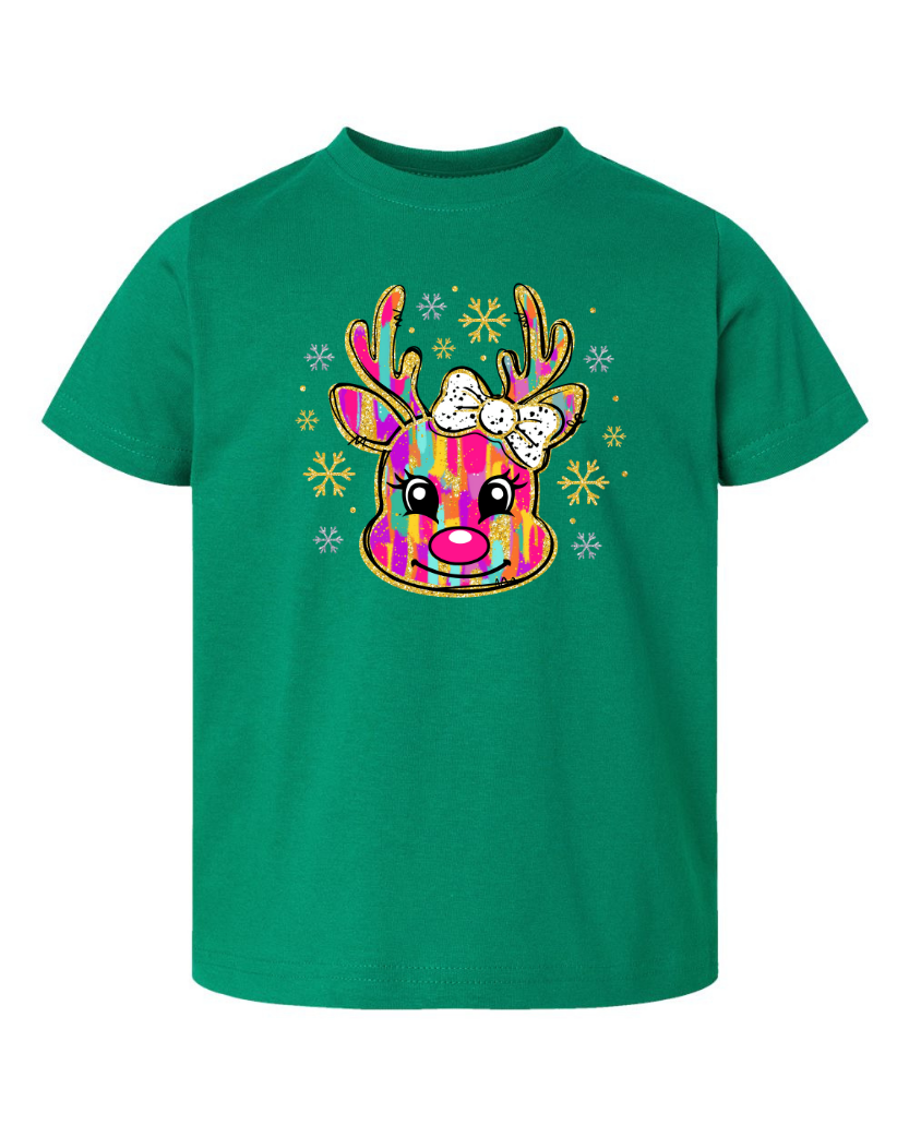 Youth Faux Glitter Reindeer T-Shirt