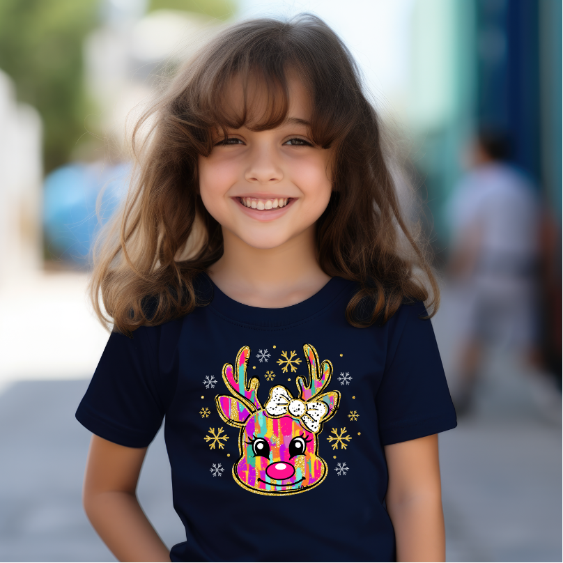 Youth Faux Glitter Reindeer T-Shirt