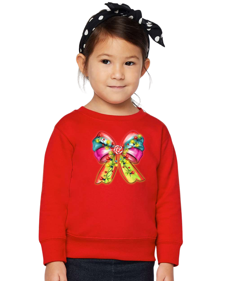 Youth Neon Glow Faux Light Up Bow Sweatshirt