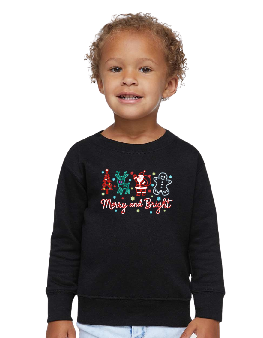 Youth Neon Glow Merry and Bright Sweatshirt