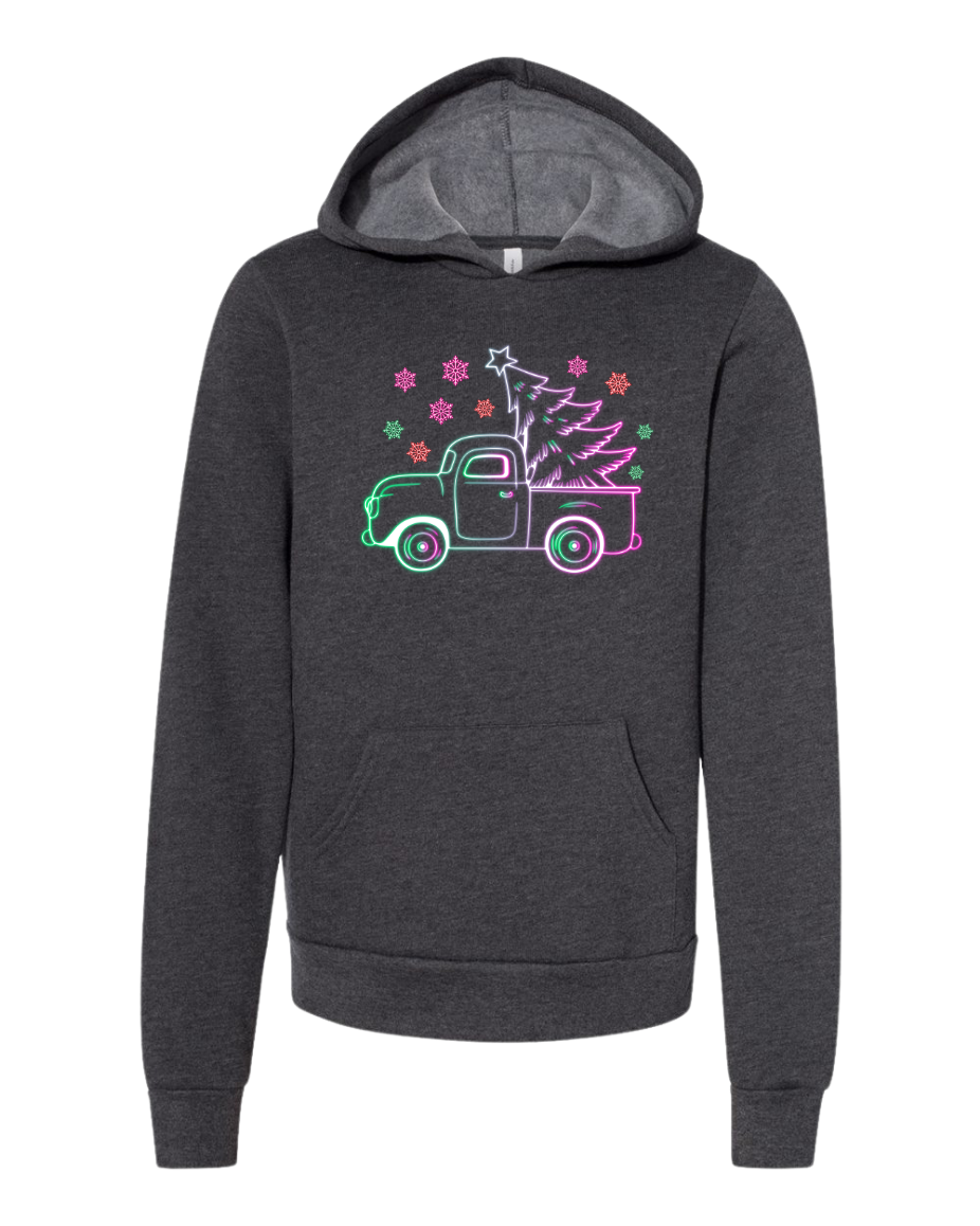 Youth Neon Glow Christmas Truck Sweatshirt