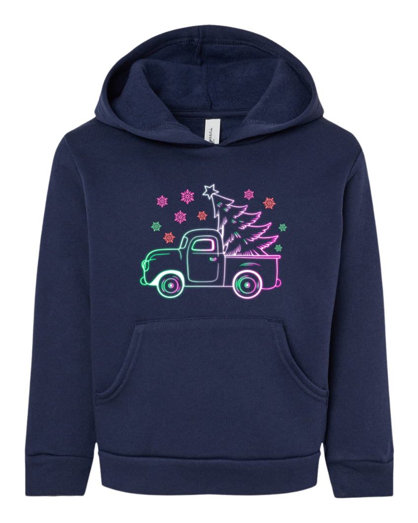 Youth Neon Glow Christmas Truck Sweatshirt