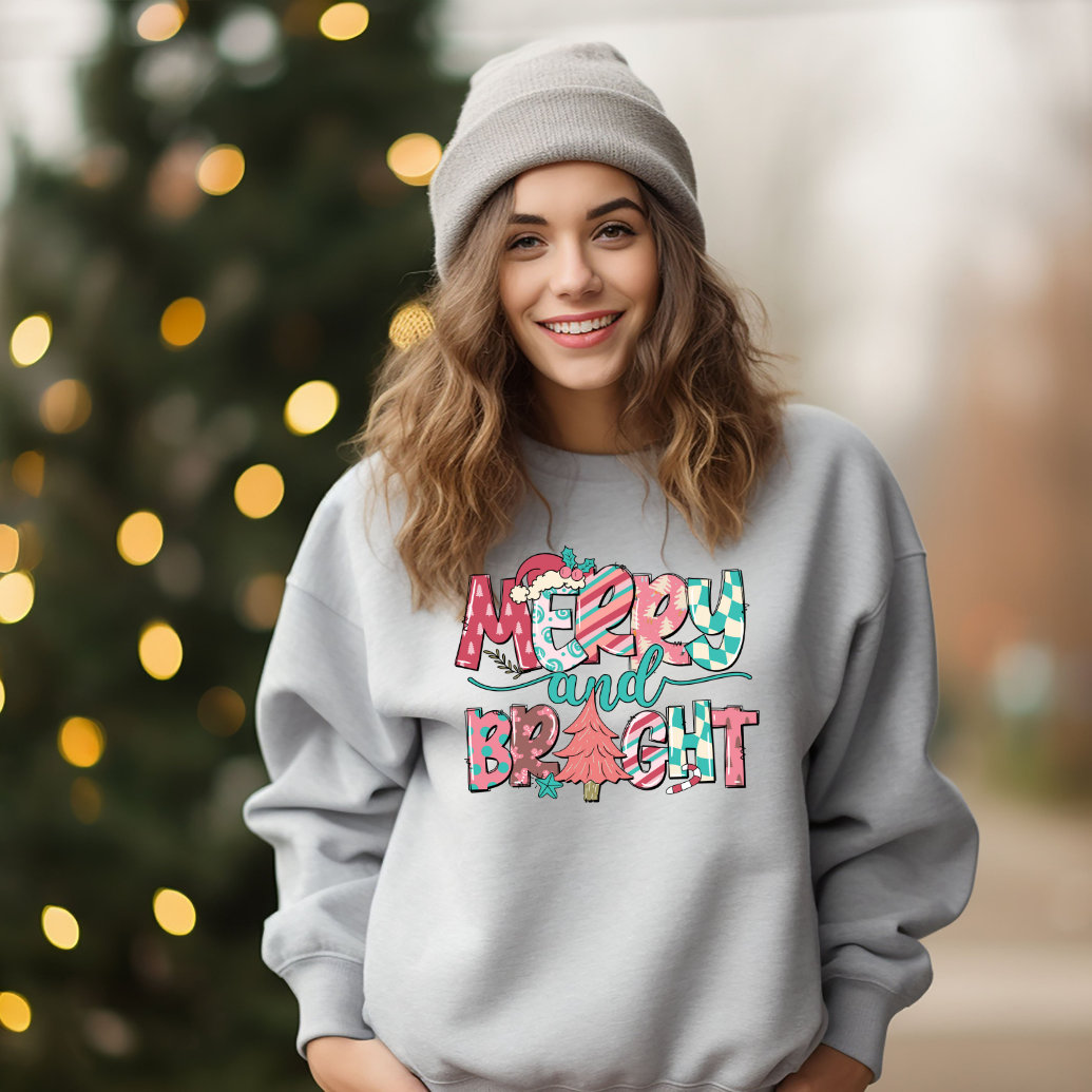 Adult Pastel Merry and Bright Sweatshirt