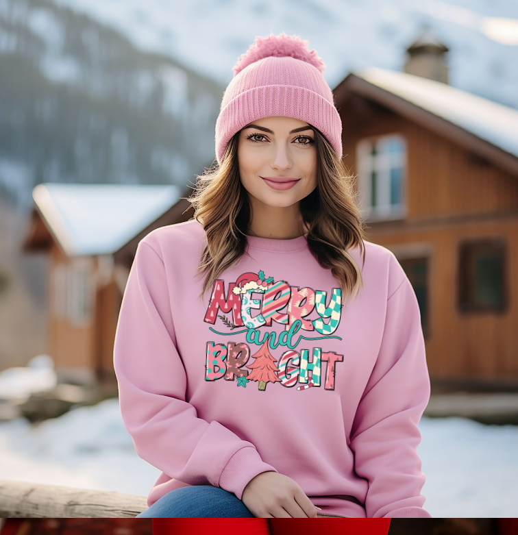 Adult Pastel Merry and Bright Sweatshirt