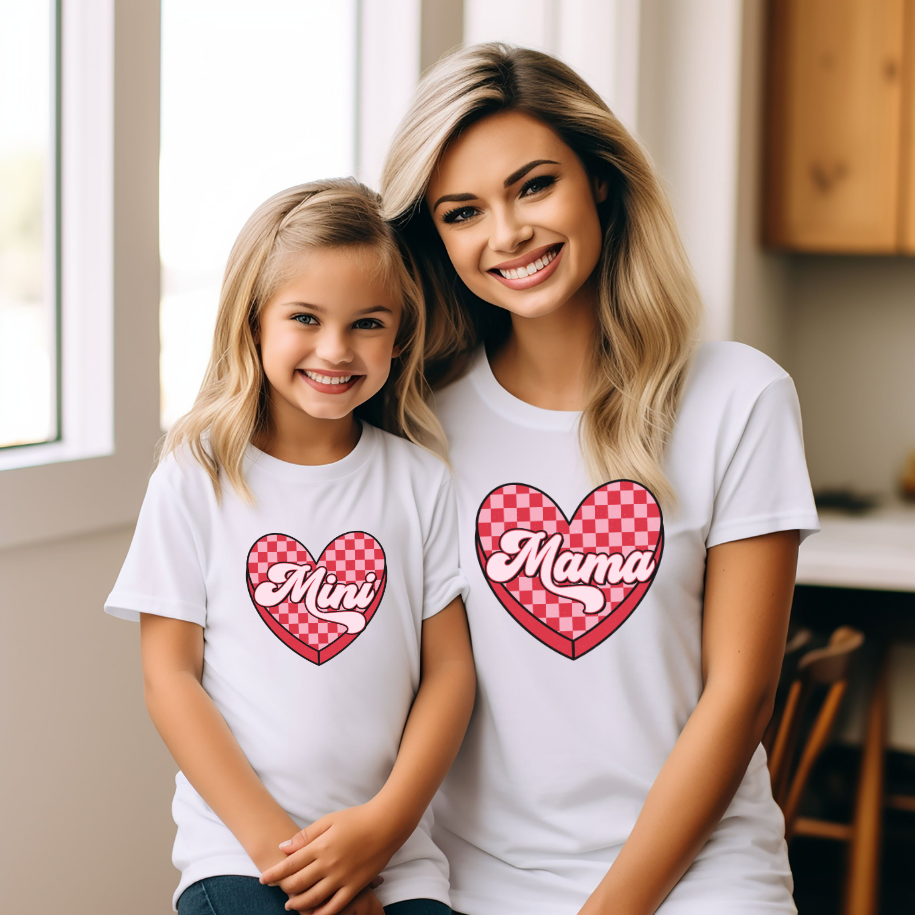 Mama and Mini Valentine Heart Matching T-Shirts