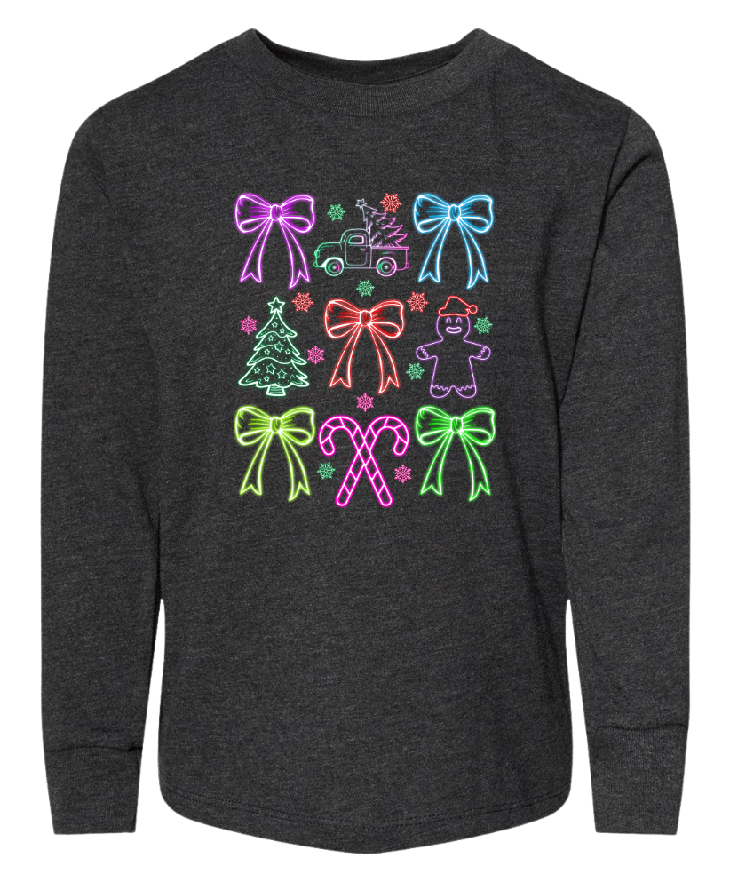 Youth Faux Neon Glow Christmas Coquette