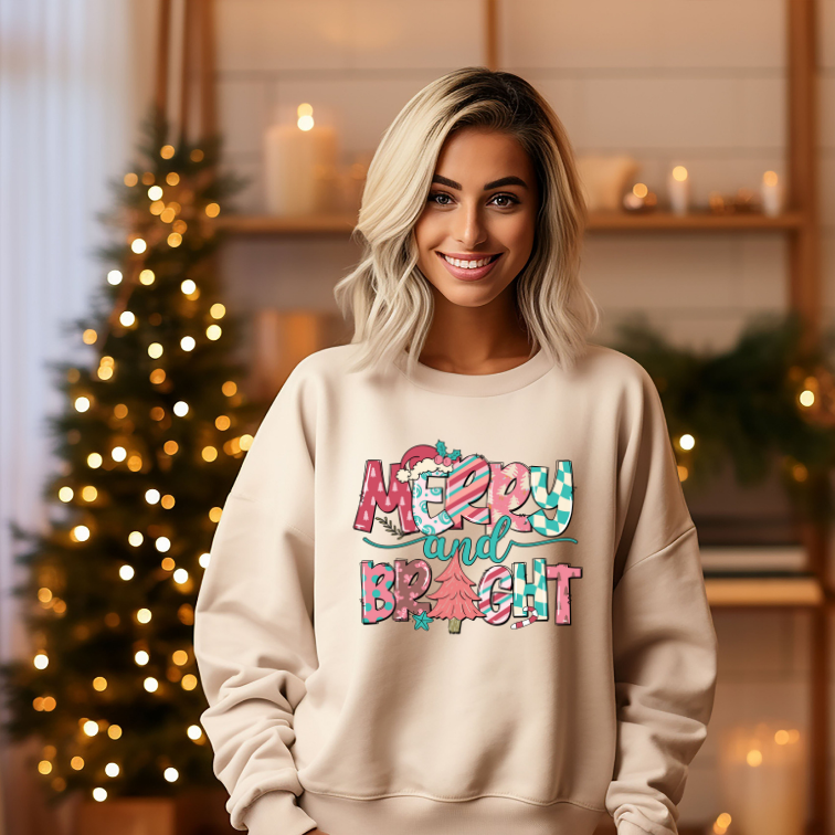 Adult Pastel Merry and Bright Sweatshirt