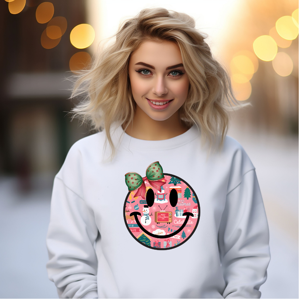 Adult Retro Christmas Smiley Face Sweatshirt