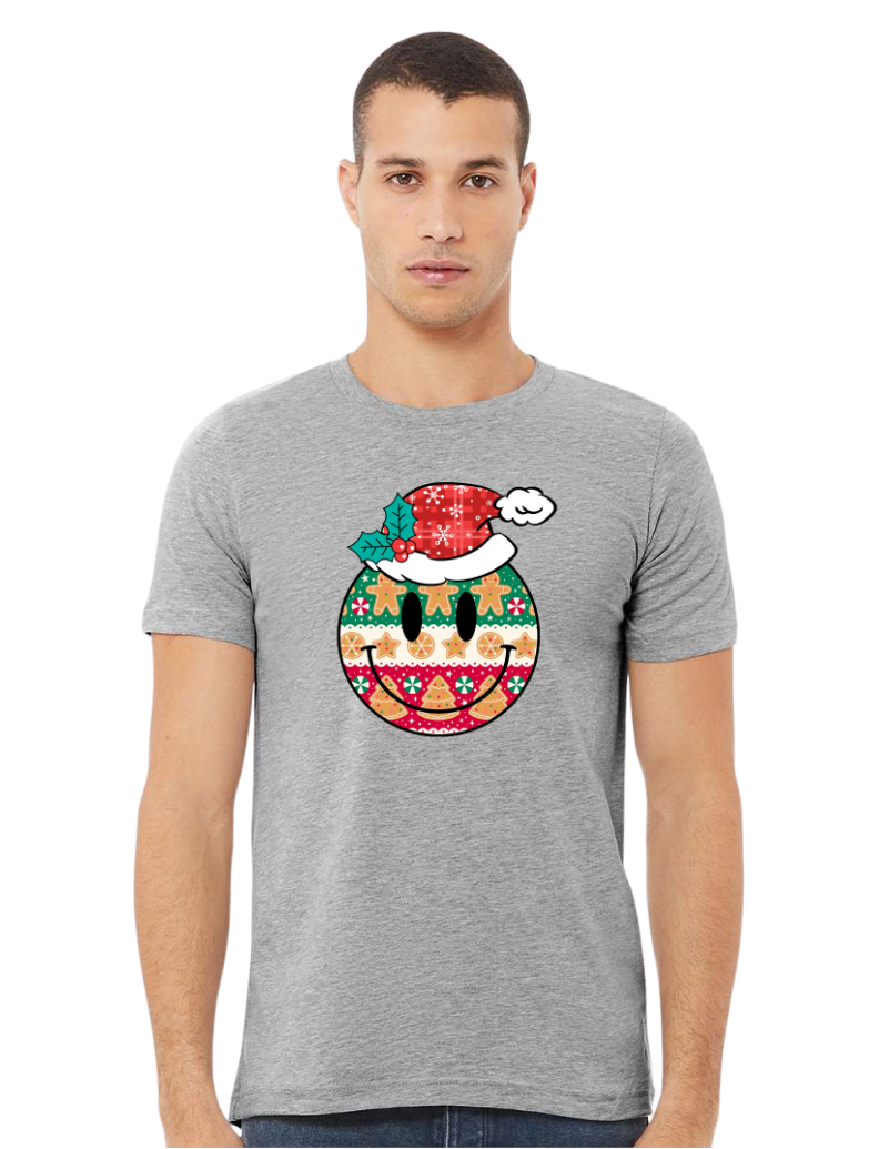 Adult Christmas Cookies Smiley Face T-Shirt