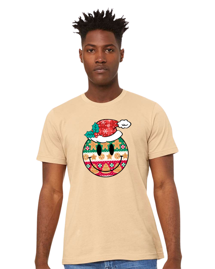 Adult Christmas Cookies Smiley Face T-Shirt