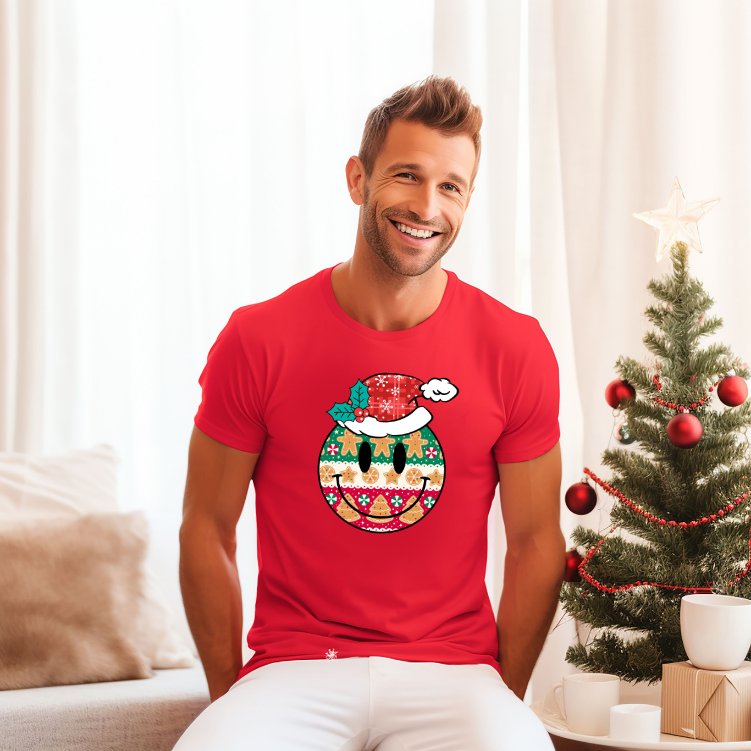 Adult Christmas Cookies Smiley Face T-Shirt