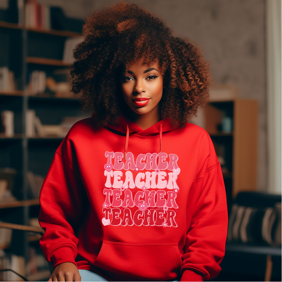 Adult Valentine Teacher Hoodie